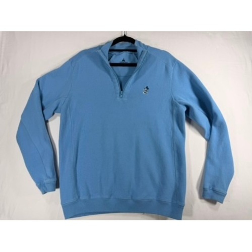 Disney Parks Quarter Zip Pullover Mens Small Blue Excellent Mickey Mouse Cotton